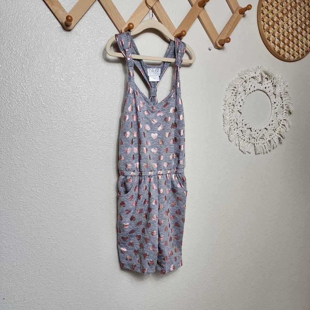 Blush By US Angels Rose Gold Hearts Dress Girls Small 7/8 Sleeveless Sco…